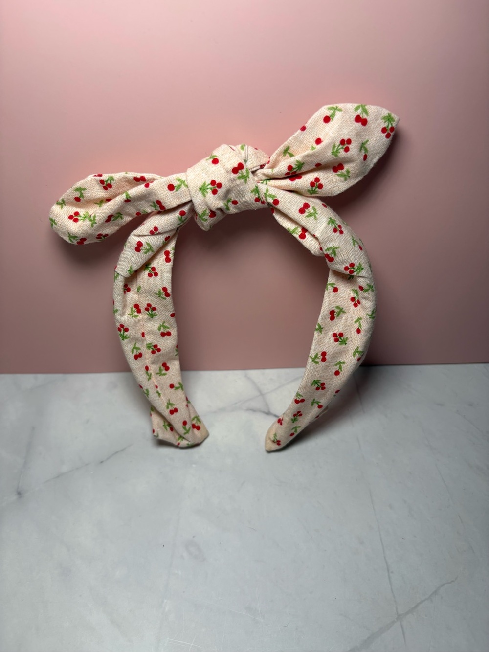 🍒 Cherry Print Bow Headband